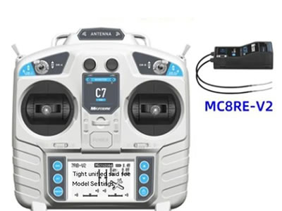 MicroZone MC7 Mini V2 2.4G Controller Transmitter with MC8RE V2 Receiver Radio System